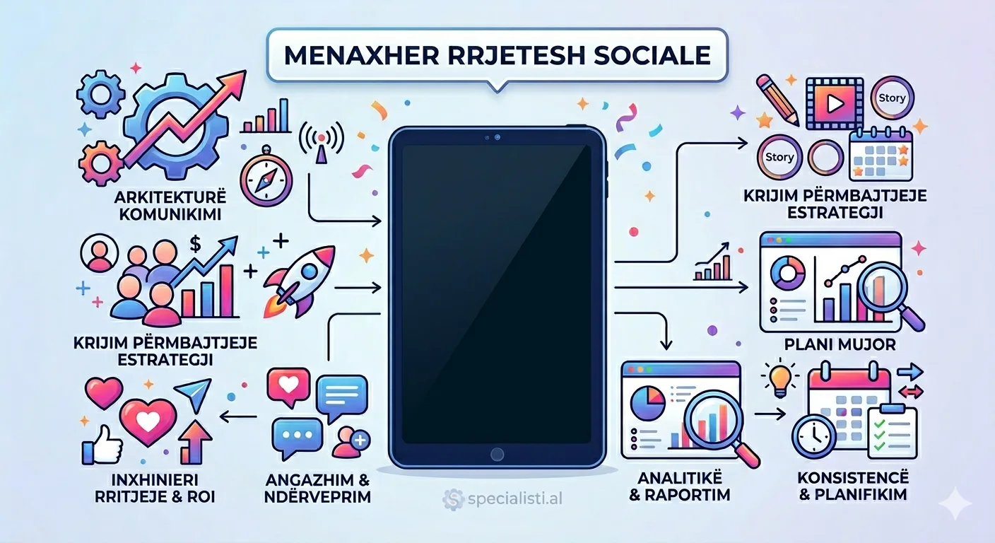 Menaxher Rrjetesh Sociale: Arkitektura e Komunikimit dhe Rritjes